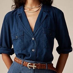 JCREW // Camp collar shirt in indigo cotton voile // LUNA WASH // Size: 14